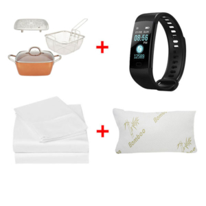 bundle-swiss-lux-gastra2 1 ΤΕΜΑΧΙΟ ΜΑΓΕΙΡΙΚΟ ΣΚΕΥΟΣ-ΓΑΣΤΡΑ ΜΠΡΟΝΖΕ (28CM) + 2 ΜΑΞΙΛΑΡΙΑ BAMBOO + 2 ΣΕΤ ΣΕΝΤΟΝΙΑ BAMBOO + 1 ΡΟΛΟΙ FITNESS SMART BRACELET